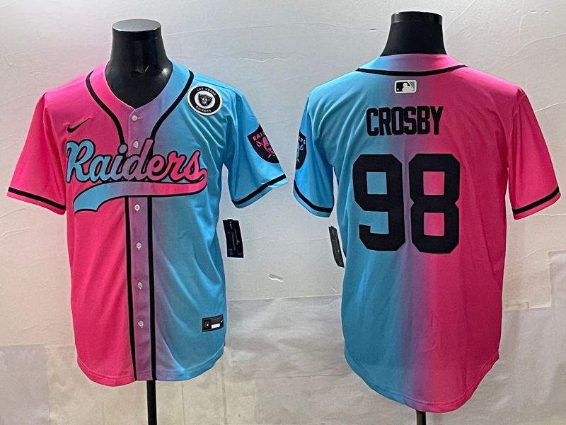 Men 2025 Oakland Raiders #98 Crosby Blue pink Nike Limited NFL Jersey style 008->oakland raiders->NFL Jersey